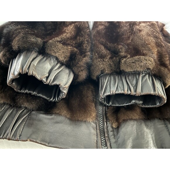 Vintage Mano Swartz Reversible Beaver Fur & Leather Bomber Jacket No Size - Picture 5 of 16